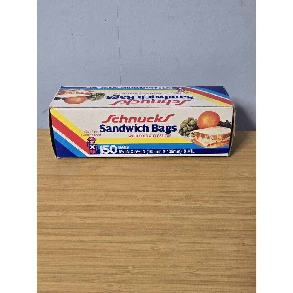 Vintage Schnucks‎ Sandwich Bags. 150 Fold & Close Bags 6.5